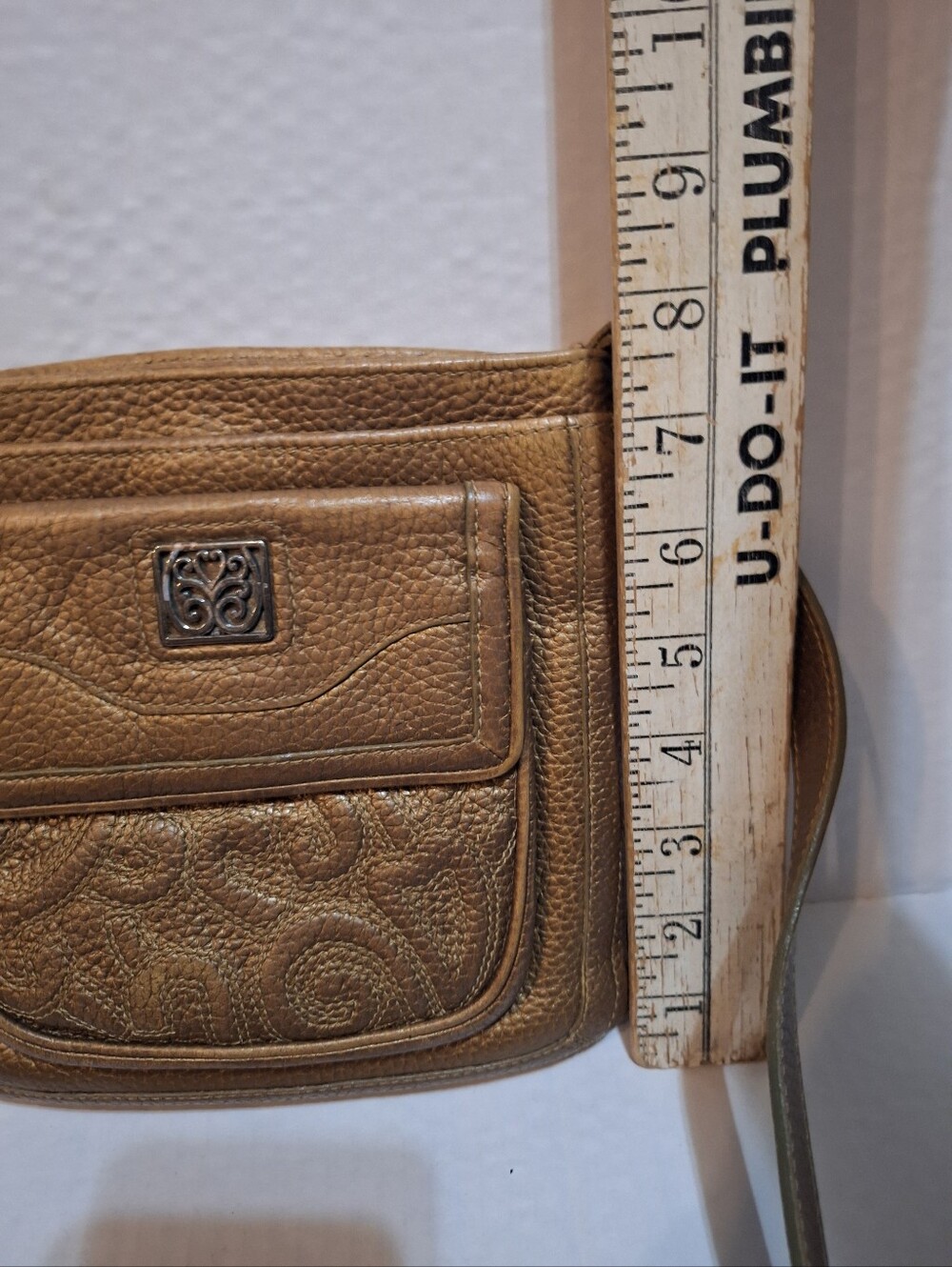Brighton Crossbody Bag Purse Mila's Heart Metallic Gold Bronze Pebble Leather - Picture 7 of 16